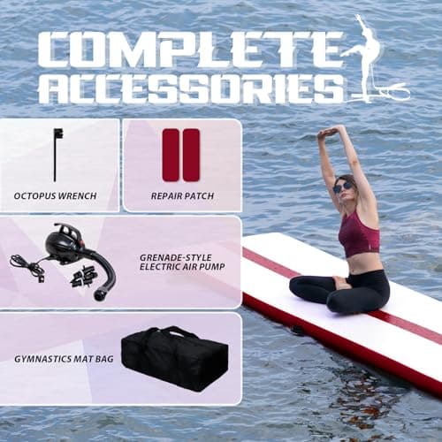 Tuxedo Sailor 10’ Inflatable Gymnastics Mat - Premium Heat Sealed Process,Tumbling Mat with Electric Pump, Repair Kit & Backpack - Multi-Scene exercise Mat Use for Gym, Yoga, Home, Outdoor - Thumbnail 5