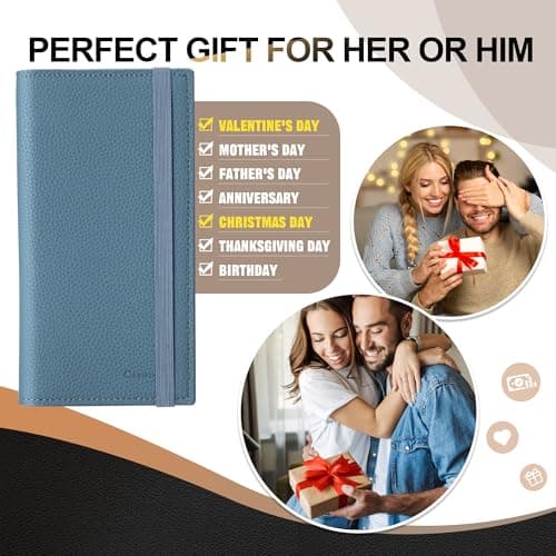 CASMONAL Checkbook Covers for Personal Checkbook Holder RFID Blocking Premium Leather Checkbook Cover for Duplicate Checks - Thumbnail 6