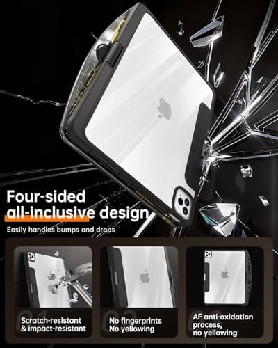 Clear Keyboard Case for iPad Air 13 Inch (M4/M3/M2, 2026/2025/2024) & iPad Pro 12.9 Inch (6th/5th/4th/3rd Gen), 7-Color Backlit Keyboard with Touchpad, 360° Rotating Stand, Pencil Holder, Black - Thumbnail 6