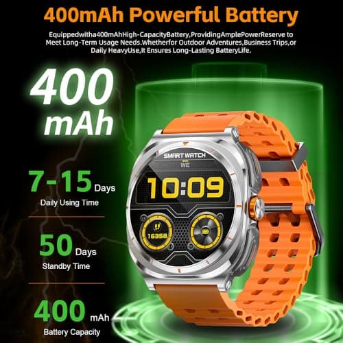 FANCHENGZI Smartwatch with Earbuds(Answer&Make Calls) IP67 Water Resistant Watch(2 Straps), Sports Watches 100+ Sports Modes (Cycling/Fitness/Hiking), DIY Watch Faces for Men Dad Husband (Silver) - Thumbnail 6