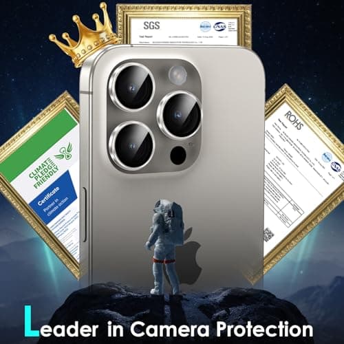 YWXTW Camera Lens Protector for iPhone 15 Pro/iPhone 15 Pro Max, [1 Step Installation Tray] HD Clear Individual Camera Cover Tempered Glass Screen Protector Accessories, Case Friendly(Clear) - Thumbnail 2