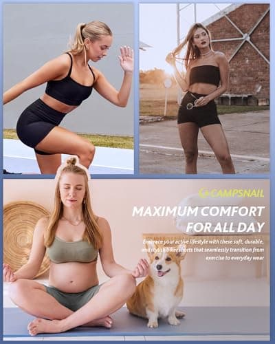 CAMPSNAIL 4 Pack Biker Shorts Women with Pockets – 5"/8" High Waist Tummy Control Workout Gym Yoga Running Compression Shorts - Thumbnail 2