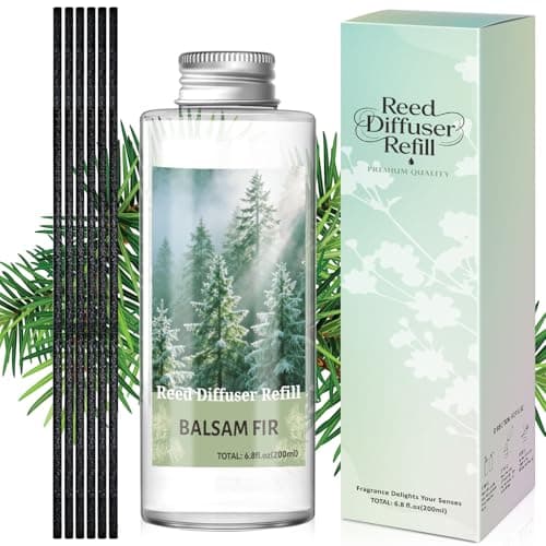 STRN Reed Diffuser Oil Refill, Balsam Fir Scented Diffuser Oil Refills with 6 Reed Sticks 200ML(6.8fl.oz), Room Fresheners for Home, Long-Lasting Summer Fragrance for Living Room, Bedroom, Office - Image 1