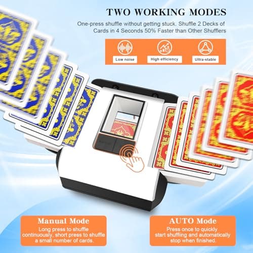 Xixter Automatic Card Shuffler for 2 Decks, Battery Powered Card Shuffler, Cards Shuffler Machine for Poker, Uno, Blackjack, Texas Hold'em, Skip-Bo, Home Card Games (White) - Thumbnail 5