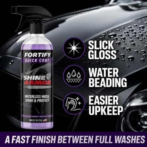 Car Wax Spray and Ceramic Coating for Cars - 3 in 1 Waterless Car Wash and Detailing - Quick Effect Coating Agent for Car - High Gloss Top Coat, Shiny Car Stuff by Shine Armor - Protective Wax 16FlOz - Thumbnail 5
