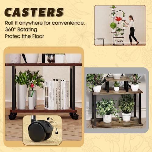 Plant Stand Indoor with Grow Lights-65" Indoor Plant Shelf,8 Tiered Corner Plant Stands for Indoor Plants,Metal Tall Plant Flower Display Shelves for Bedroom Living Room Balcony Patio (House-Shape) - Thumbnail 3