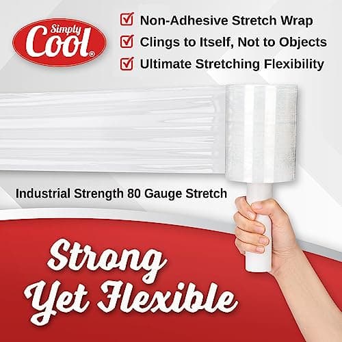 2 Pack Industrial Strength Mini Hand Stretch Wrap 5" 1000 Ft Roll 80 Gauge Thick, Shrink Wrap Roll for Moving Supplies, Furniture, Pallets, Plastic Wrap for Packing, Heavy Duty Stretch Film - Thumbnail 2
