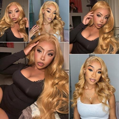 ROOMOOD 27# Ash Blonde Human Hair Lace Frontal Wig Body Wave 180% Density 13x6 Lace Front Wig Pre Plucked Natural Hairline for Women（20inch） - Thumbnail 6