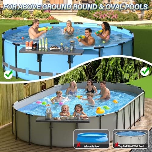 BoYata Pool Bar, Above Ground Poolside Bar Table, 49.4×9.6" Stable & Large Pool Side Table Holds 110LBS, Durable Above Ground Pool Accessories, Swim Up Bar for Round & Oval Frame Swimming Pools - Thumbnail 3