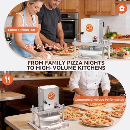 Newhai 8.6” Electric Pizza Dough Press Machine Commercial Dough Roller Sheeter Stainless Steel Pastry Bread Press Forming Processor for Bakery Home Restaurant Use - Thumbnail 6