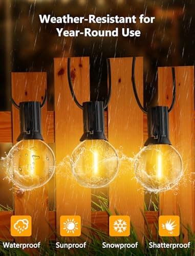 Kivonfa 100FT LED Outdoor String Lights, G40 Globe Christmas String Lights Waterproof with 50 Warm White Bulbs & 2 Spare, Connectable Hanging Lights for Patio Backyard Porch Christmas Party Decor - Thumbnail 4