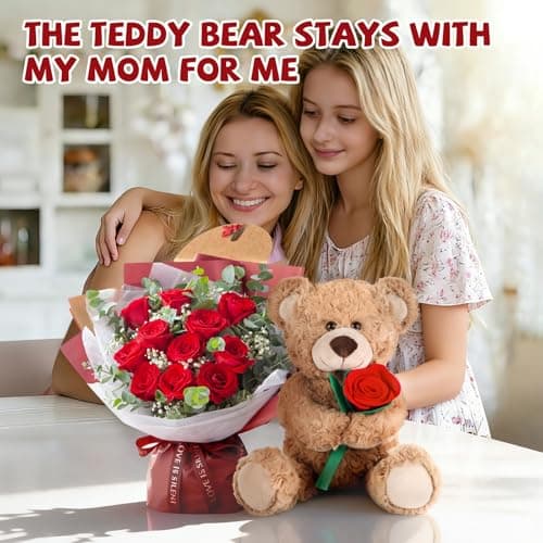 Teddy Bear Rose Flowers,Complete Gift setRose,12 inch Plush Teddy,Mother's Day Rose Bear Gift, for Mom, Female Friends, Girlfriend, Wife - Thumbnail 4