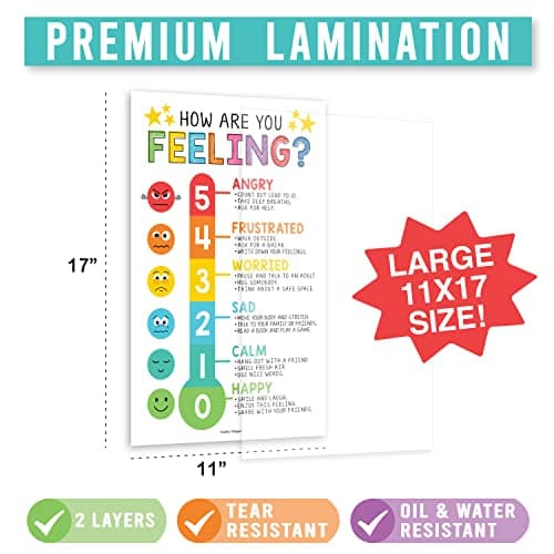 Hadley Designs Calming Corner Posters for Classroom Decor -8 Calm Down Corner Supplies Classroom Must Haves, 11x17 Feelings Emotions Chart for Kids, Rainbow Mental Health Posters for School Counselors - Thumbnail 2