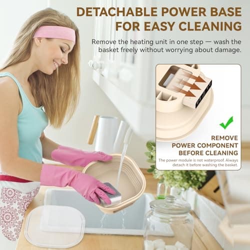 Heating Sourdough Banneton Bread Proofing Basket Kit with Timer & 6 Temp Settings, 2L Foldable Silicone Dough Proofing Box Electric Sourdough Starter Warmer Set for Dough Rising, Baking Supplies - Thumbnail 5