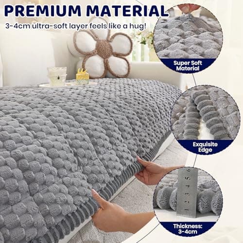 Royhom Couch Cover for Dogs Washable, Soft Thick Pet Couch Covers for Sofa, Pawcart Couch Protector Pet Friendly, Furniture Covers Dog Mat for Couches and Sofas (Grey, 27.6 x 70.9 Inch) - Thumbnail 5