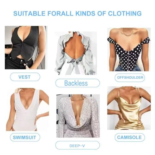 UNVEILA Clear Boob Lift Tape Bra Breast Tape, Invisible Breast Lift Tape Boobtape for Large Breasts Body Boob Tape for Strapless Dress with 5 Pairs Nipple Covers - Thumbnail 4