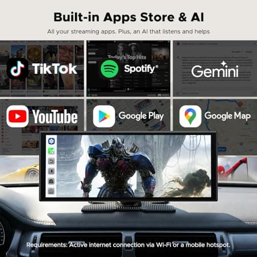 11" AI CarPlay Screen with Full Google-Play Access: Download Apps for Streaming, Gemini & More, 8-Core Processor, Built-in GPS, 1920x720 IPS 60FPS Screen, Android Auto, OTA, 1080P DVR Backup Camera - Thumbnail 3