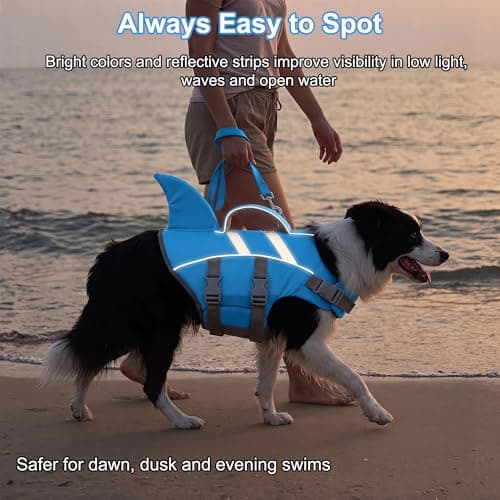 Dogcheer Dog Harness-Style Life Jacket Shark, Reflective Dog Life Vest for Swimming Boating, Adjustable Puppy Swim Vest, Pet Floating Device for Small Medium Large Dogs - Blue, XS - Thumbnail 5