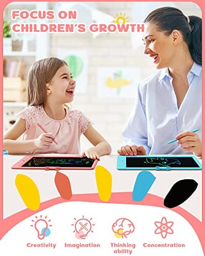 Bravokids 10 Inch LCD Writing Tablet for 3-8 Year Olds - Electronic Drawing Pad and Doodle Board as Educational Birthday Gifts for Girls and Boys (Pink) - Thumbnail 4