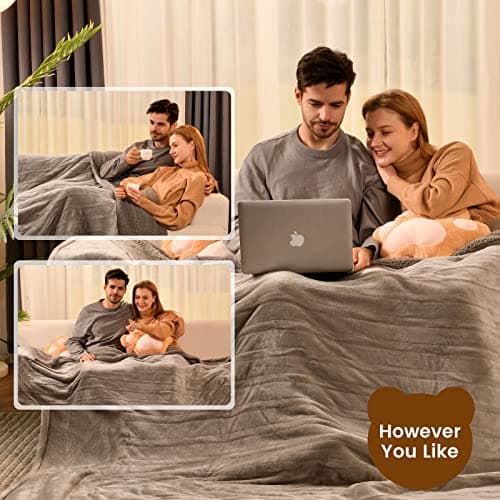Bearhug Electric Blanket Twin Size 62" x 84", Velvet & Sherpa Heated Blanket, 5-Year Warranty, 10 Heating Levels & 1-12H Auto Off, Over-Heat Protect, ETL Certification, Machine Washable - Thumbnail 2