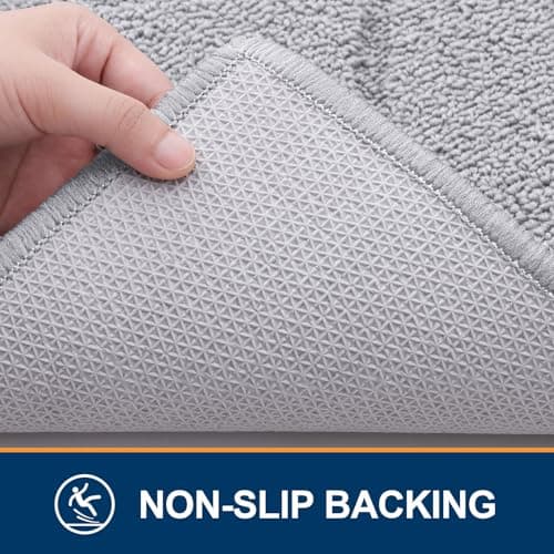 OLANLY Indoor Door Mat, 32x20, Dirt Resistant and Absorbent, Sturdy Non-Slip Rubber Backing, Easy to Clean, Washable Low-Profile Doormat for Entryway, Light Grey - Thumbnail 4