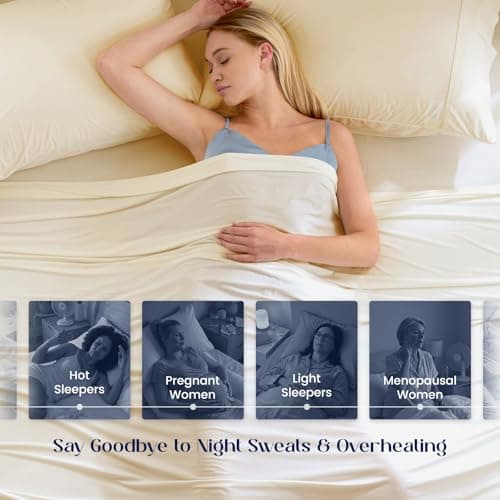 Dream Valley 4 PCS Cooling Sheets Queen Size with 2 Pillowcases,Light Beige - Thumbnail 5