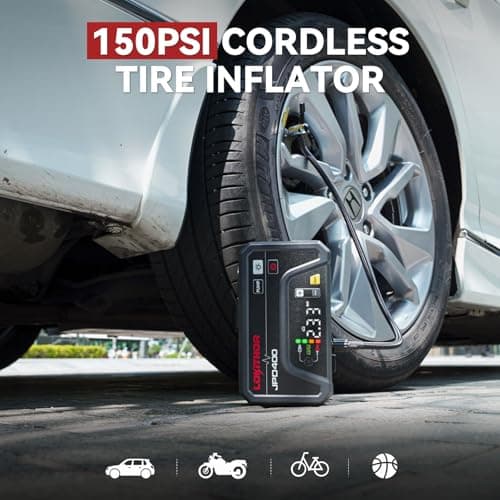 LOKITHOR JPD400 Jump Starter with Air Compressor and Deflator, 3000A Car Battery Jump Starter (9.0L Gas/7.0L Diesel) Jump Box with 150PSI Tire Inflator, 10000mAh Power Bank, LED Light, Jumper Cables - Thumbnail 3