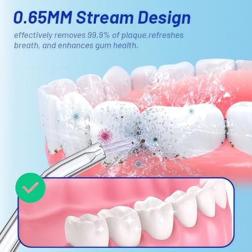 Water Dental Flosser Cordless with UVC Light, 3 Modes Portable Oral Irrigator, IPX7 Waterproof, 300ML Tank, Electric Teeth Cleaner for Tonsil Stones, Home & Travel Use (Pink) - Thumbnail 3