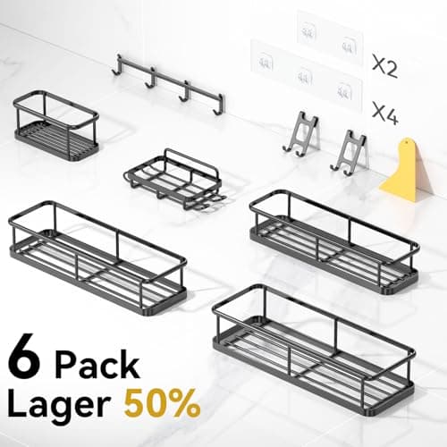 YASONIC Shower Caddy Adhesive, 100% Rustproof Shower Organizer with Soap Holder, Large Capacity Shower Shelves for Inside Shower, No Drilling Bathroom Organizers and Storage for Home Decor 6 Pack - Thumbnail 2