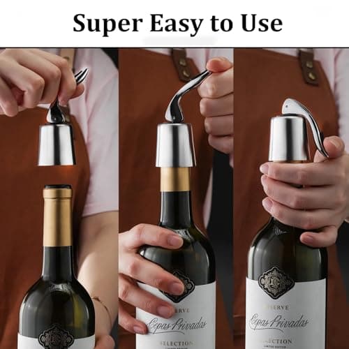 Pafusen Wine Stoppers Set of 2, Stainless Steel Wine Bottle Stopper with Silicone Seal, Reusable Wine Freshness Keep, Wine Saver Wine Bottle Sealer Stopper, Wine Accessories Gift (Polished) - Thumbnail 6