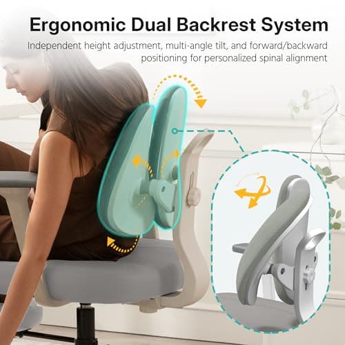 AreShark Criss Cross Office Chair with Armrest Wheels & Stretchable Rotating Footrest, Ergonomic Cross Legged Swivel Chair with Back Support& Adjustable Height for Yoga Kneeling Meditation Home Office - Thumbnail 3