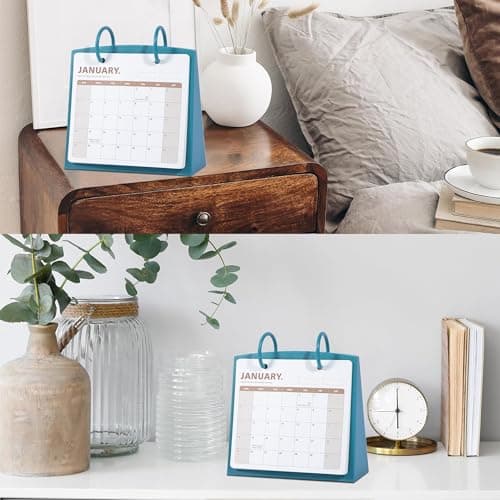 Bibiage Small Desk Calendar 2025-2026, Dec 2025 to Dec 2026, Monthly Decorative Flip Calendar for Desk with to Do List, Cute Desk Decor, Office Supplies, 7" x 6.5", Blue - Thumbnail 5