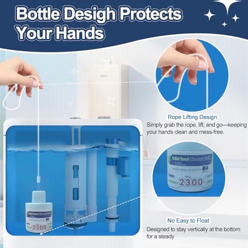 Msvvko Toilet Bowl Cleaners, Blue Cleaner Tablets in Bottle, Deodorizes, Freshens Odors, Drops Into Toilet Tank, Long Lasting Slow Release, Septic tank safety - 3 packs - Thumbnail 4