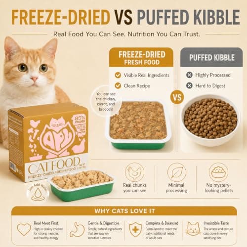 APL Freeze-Dried Cat Food, 0.5oz x 6 Pack | 90% Animal Ingredients, 65% Crude Protein | Chicken, Heart & Liver Recipe with Yucca Extract | Grain-Free, Complete Meal for Travel, Mixing & Sharing - Thumbnail 4