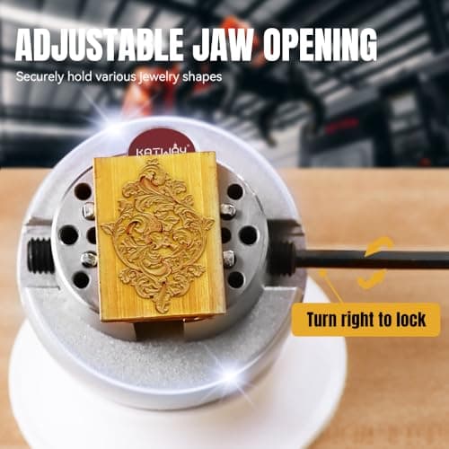 Katway Ball Vise - 3 Inch Engravers Vise with Self-Centering Jaw, Rotational Brake, 360° Rotation, 78 pcs Engraving Setting Tool Accessories, Stainless Steel A04C - Thumbnail 2