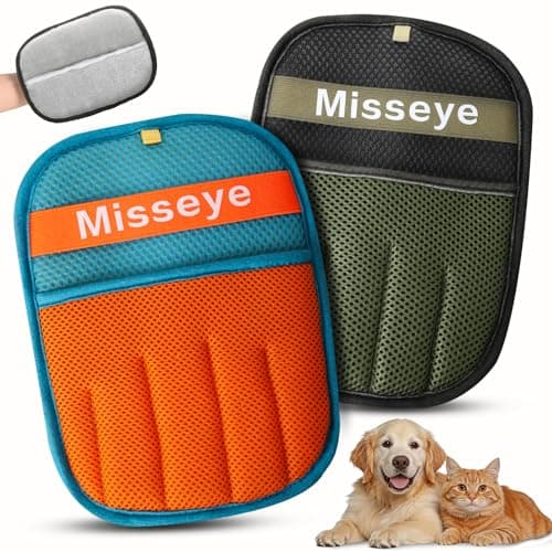 Misseye 2026 Upgraded Reusable Electrostatic Pet Hair Glove，2 Pack Pet Hair Removal Glove for Dogs & Cats，Magic Brush Pet Hair Remover Tool for Clothing, Couch, Carpet, Car Seats - Image 1