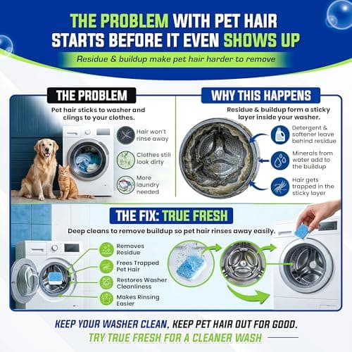 Washing Machine Cleaner Tablets 25 Pack – Rinses Away Pet Hair Trapped by Residue & Buildup, Compatible with Front Load, Top Load & HE Washers, Reaches Drum, Seal, Hoses & Pipes for Deep cleaning - Thumbnail 2