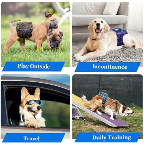 GIXSEGIE Reusable Dog Diapers Male, Washable Premium Belly Bands for Male Dogs-Pack of 3, High Absorbing Small Dog Wraps, for Doggie & Puppy in Incontinence or Excitable Urination and Training (M) - Thumbnail 6