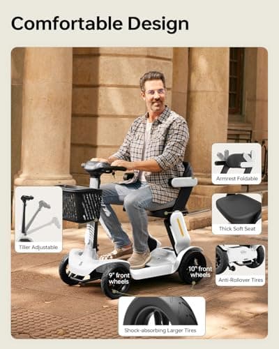 Mobility Scooter for Adult, 25 Miles Endurance Lightweight Mobility Scooter, Folding Mobility Scooters for Adult, Powered Mobility Scooter All Terrain Motorized Scooter Collapsible - Thumbnail 5
