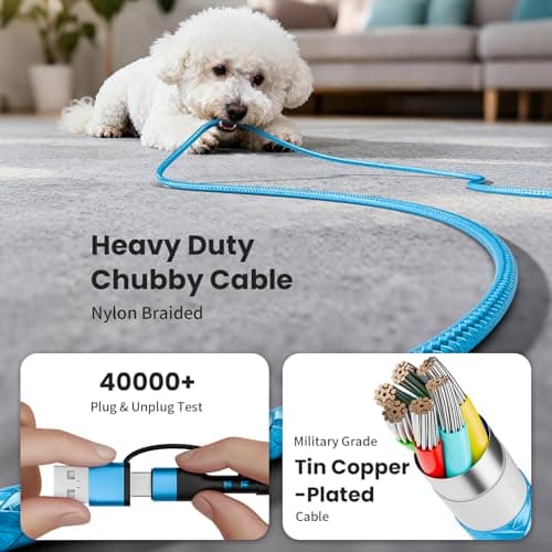 [2Pack,5FT] Travel Essentials, 3 in 2 USB A/C Cable to iPhone 17 Charger/iWatch Charger/IP, Braided Multi Charging Cable Cord, RV Camping Essentials, Designed for iWatch Series & iPhone17-11/iPad - Thumbnail 4