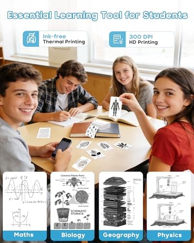 ORGBRO Sticker Printer Machine, X3 Mini Printer Print Pods Portable Thermal Inkless Sticker Maker, 2-3 Inch 300 DPI Bluetooth Pocket Printers for Smartphones, Notes, Journal, Photos, DIY, Kids Gift - Thumbnail 5