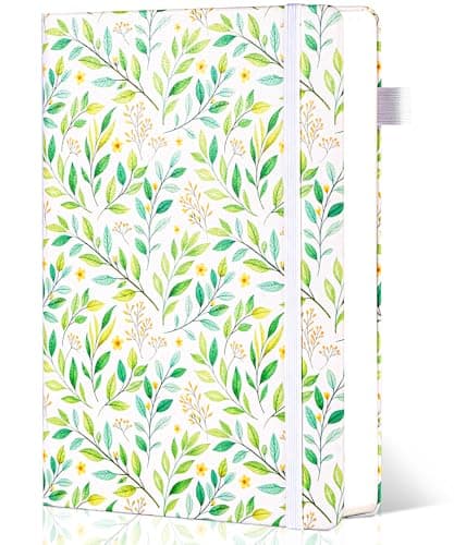 CAGIE Floral Lined Journal for Women – A5 Hardcover Leather Journal Notebook with 320 Pages, 100GSM Paper, College Ruled Notebook, Journaling Notebooks for Writing, Daily Notes
