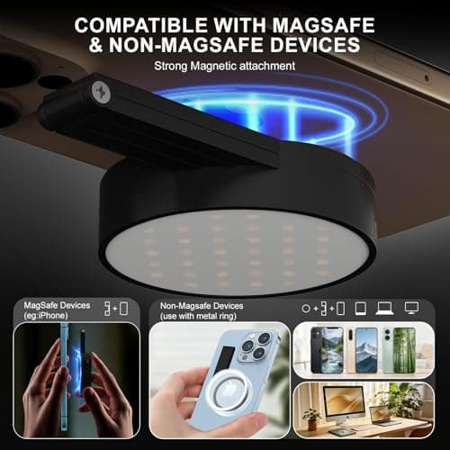 LOUERN Magnetic Dual-Sided Selfie Light Compatible with iPhone MagSafe, CRI95+ Rechargeable| Foldable|Compact Phone Light with Mirror for Selfies/Photography/Makeup/Video Conference/Influencers - Thumbnail 5