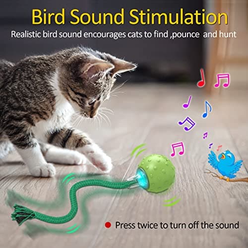 umosis Interactive Cat Toys for Bored Indoor Adult Cats, Automatic Fast Move On Carpet, Bird Chirping & Motion Activated Cat Ball - Thumbnail 4