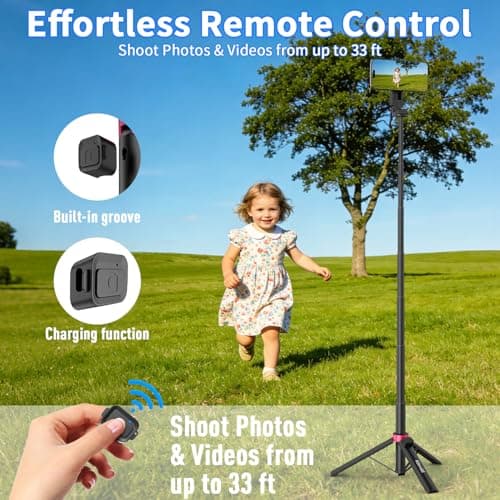 Kinwald 57" MagSafe Compatible Phone Tripod with Remote, Strong Magnetic Selfie Stick, Secure & Portable Tripod for iPhone Android, Travel Video Recording & Vlog (Black) - Thumbnail 5