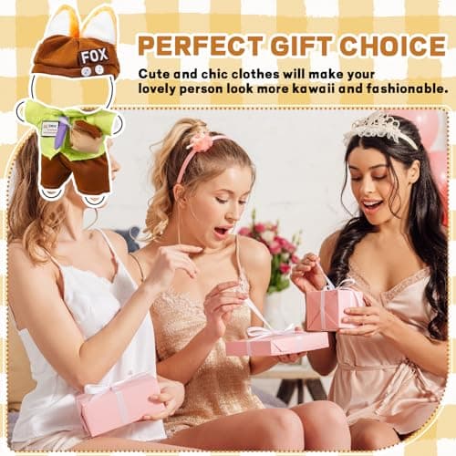 3PCS Fox Character Doll Costume Set Green Shirt and Tie Outfit for 15-17cm 4 Inch Blind Box Animal Dolls - Thumbnail 5