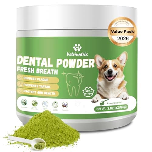 Vetriuntrix Dog Teeth Cleaning Powder, Dental Powder for Dogs Teeth Tartar Remove & Plaque Off, Fresh Breath for Dogs with Natural Plants Blend, Enzymes and Postbiotics, 80g - Image 1