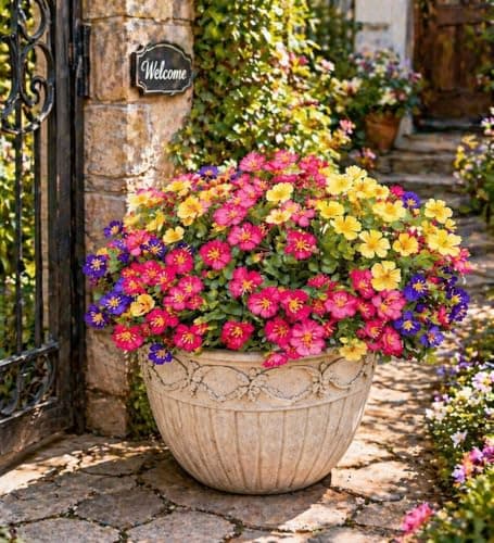ENXWEI Artificial Flowers for Outdoors, 8 Bundles Faux Silk Spring Flowers for Outside for Planter Front Door Porch Yard Patio Window Box Home Decor (8pcs-4color) - Thumbnail 3