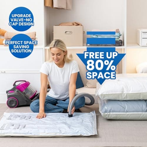 TAILI 8 Pack Vacuum Storage Bags for Comforter and Blankets, Jumbo Vacuum Seal Bags for Bedding 40x31 Inch, Space Saver Bags for Clothes, Pillows, Saving More Closet Space - Thumbnail 2