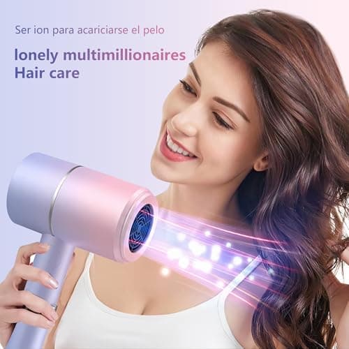 YOZTRS Foldable Ionic Hair Dryer with Diffuser, 800W Fast Drying Blow Dryer, 38000 RPM, Lightweight, Pink Blue, for Home & Travel (Pink Blue) - Thumbnail 2
